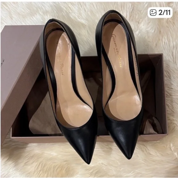 Gianvito Rossi Elegant Black Leather Block Heels Sz:37 - Picture 2 of 11